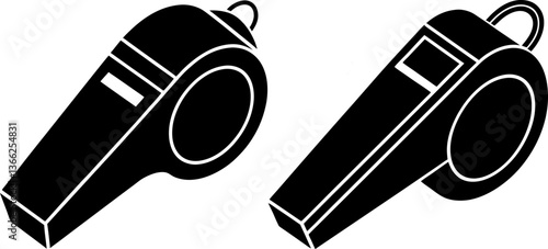 Whistle vectors collection black and white, Vector of black whistle set design