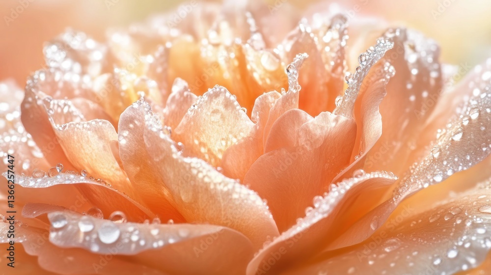 Close-up of a peach-colored rose with water droplets. Delicate petals, soft lighting, and vibrant colors. Beautiful flower, macro view, and nature. Close-up of a peach-colored rose with water droplets. Delicate petals, soft lighting, and vibrant colors. Beautiful flower, macro view, and nature.