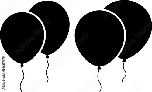 Black balloons bunch set vectors collection black and white, Vector of balloons set design