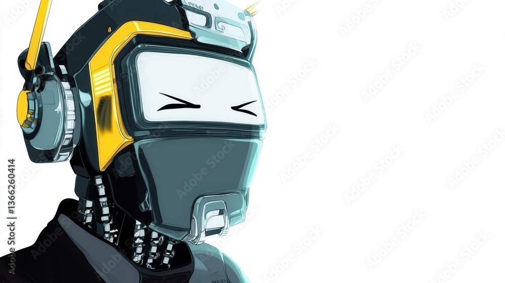 Fototapeta premium Futuristic Robot Head with Cybernetic Features and High-Tech Modern Design