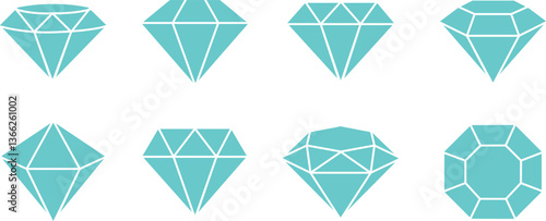 Diamond icon in flat set. isolated on transparent background