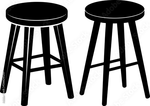 Stool vectors collection black and white, Vector of bar stool set design