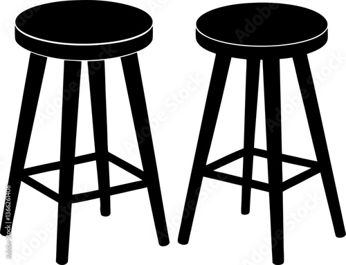 Stool vectors collection black and white, Vector of bar stool set design