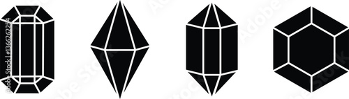 Diamond icon in flat set. isolated on transparent background