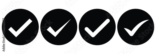 Tick mark icon. Correct, approved black badge symbol. Check and Approved, Accept, Instagram verified badge icon. Check mark vector icon. Vector illustration.