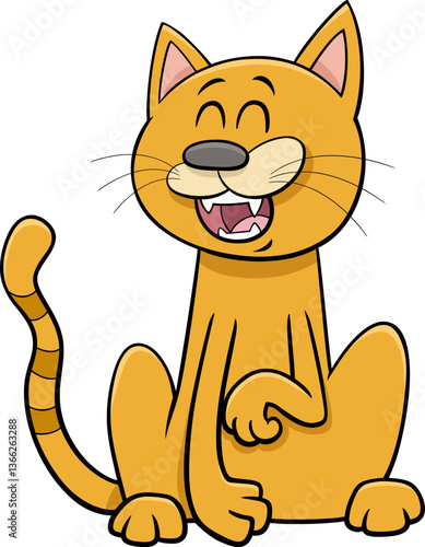 Obraz na płótnie happy cartoon yellow cat or kitten animal character w salonie