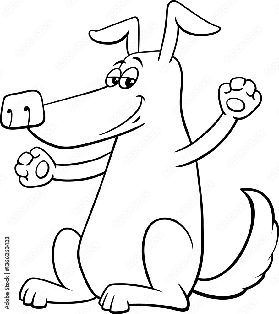 funny cartoon dog comic animal character coloring page