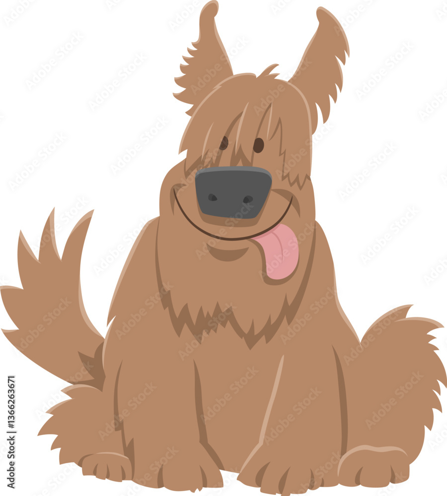 funny cartoon brown shaggy dog animal character