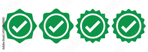 Green check mark icon. Verified badge symbol. Check mark vector icon. Correct, approved symbol. Checkmark Illustration. Vector illustration.