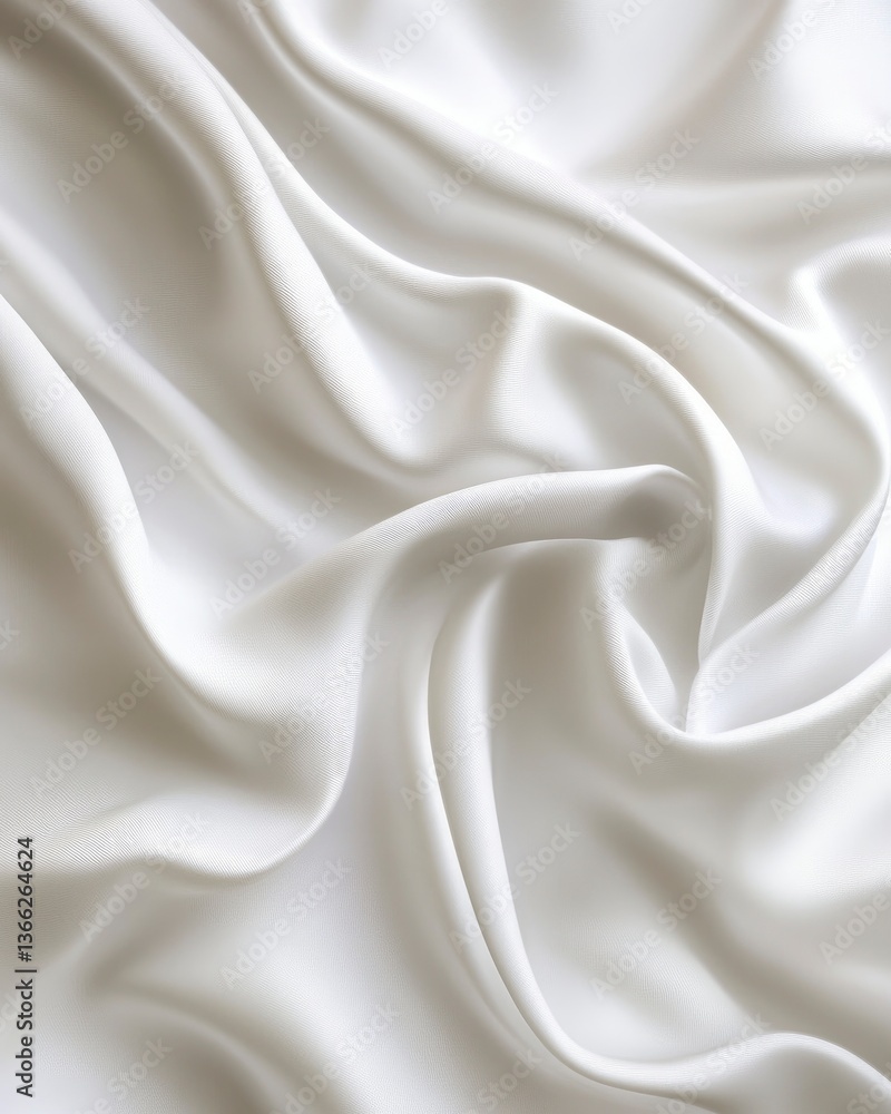 Naklejka premium White Silk Fabric Flowing with Soft Folds and Subtle Light Patterns