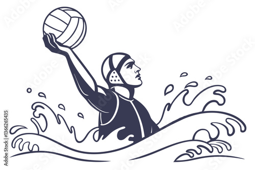 Dynamic Water Polo Player Aiming for the Goal Vector Art