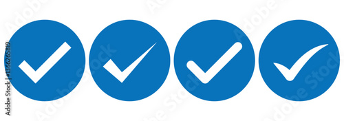 Blue check mark. Correct vote choice isolated symbol. Vector illustration. 