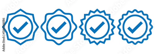 Blue check mark. Correct vote choice isolated symbol. Vector illustration. 