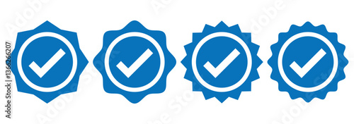 Checkmark Illustration. Social media and Profile Verified badge icon. Blue check mark icon. Approved, Accept, Instagram verified badge icon. vector illustration.