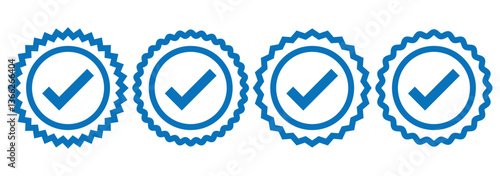 Blue check mark. Correct vote choice isolated symbol. Vector illustration. 