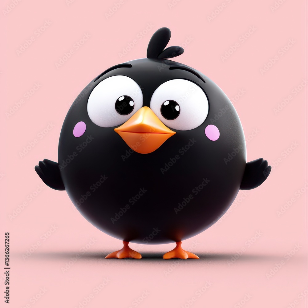 Adorable 3D Render of a Cute Black Chick Adorable 3D Render of a Cute Black Chick