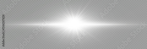 Bright explosion of star rais with glare. Sparkling magical dust particles. EPS 10 vector.