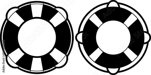 Lifebuoy vectors collection black and white, Vector of black lifebuoy clipart set design