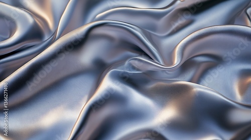 Abstract Flowing Silver Textile Background with Smooth Waves and Delicate Folds for Modern Design.