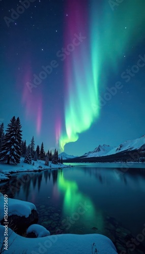 Wallpaper Mural Northern Lights in the night sky, glowing, sky Torontodigital.ca