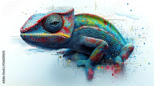 Detailed chameleon texture in vivid colors high resolution photo