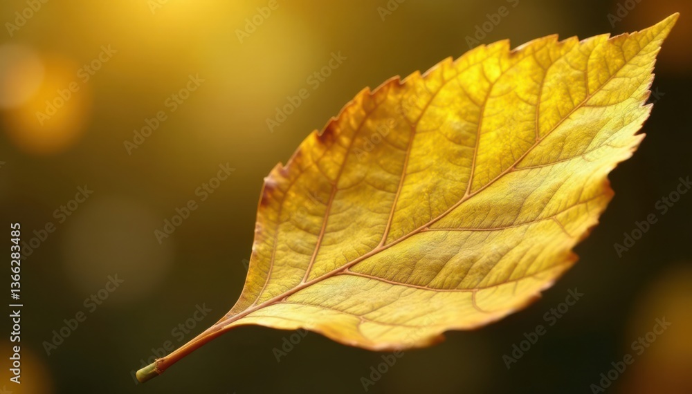 Yellow gold foil texture on a spring leaf, nature element, sunlight Yellow gold foil texture on a spring leaf, nature element, sunlight