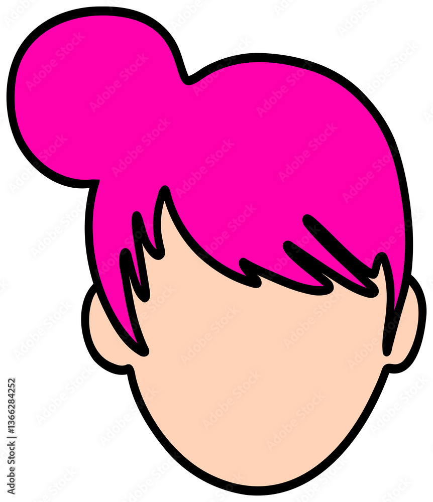 Cartoon Illustration of a Female Face with Pink Hair sticker Cartoon Illustration of a Female Face with Pink Hair sticker