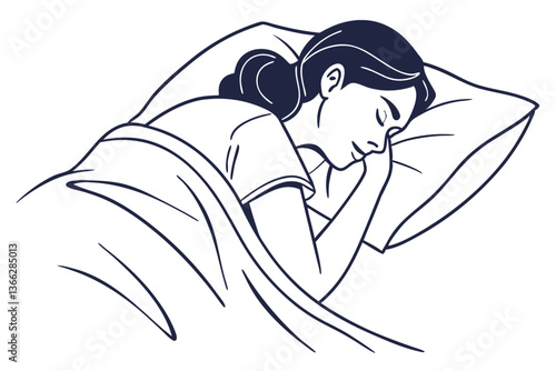 Serene Sleeping Woman in Bed Vector Design