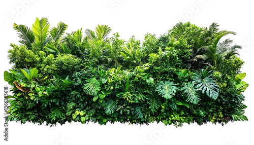 Tropical Foliage Wall Isolated On White Backgrounds