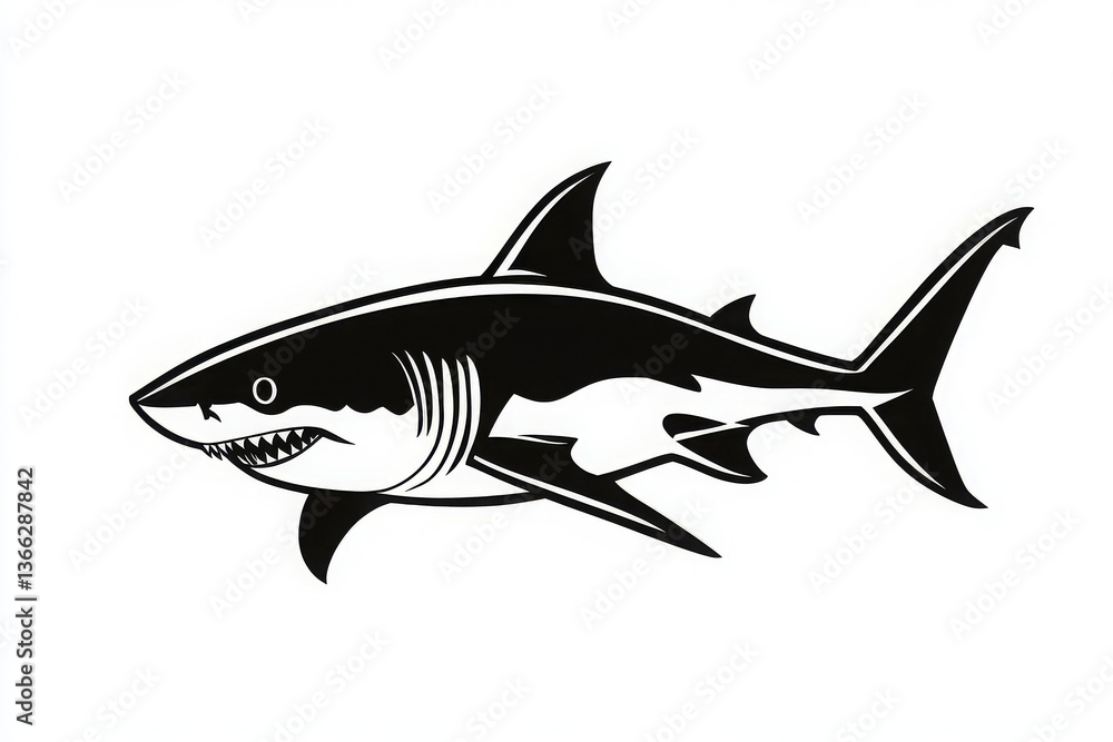Black logo style illustration of a shark. Black logo style illustration of a shark.