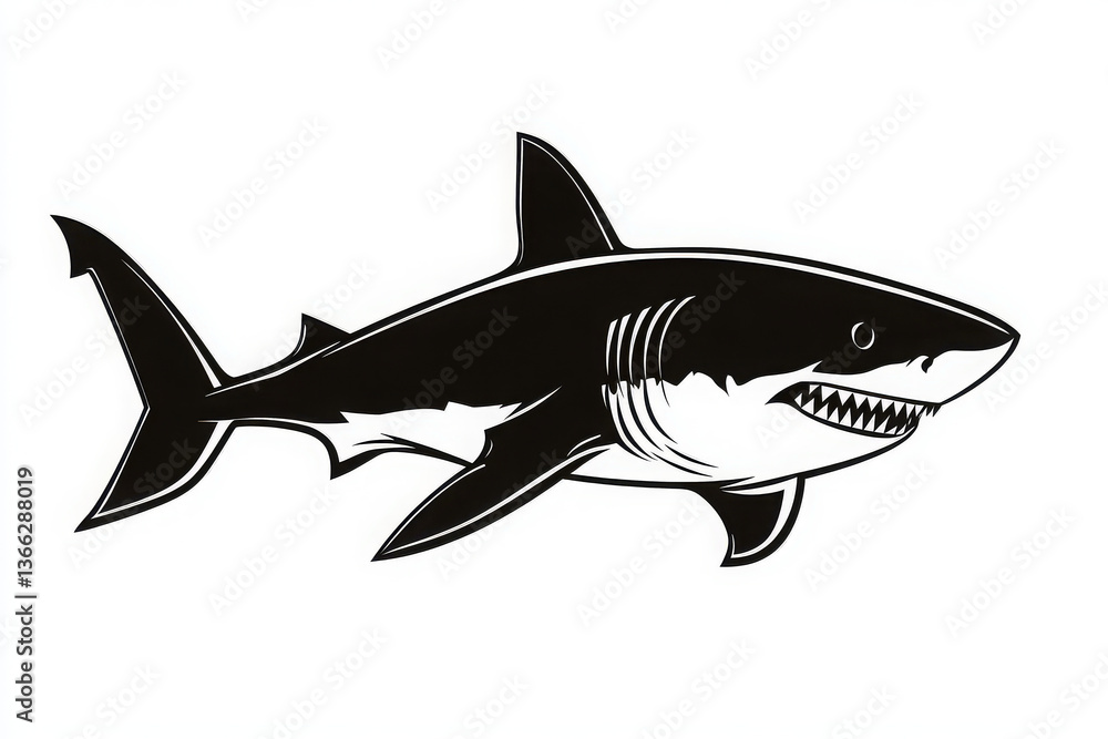 Obraz premium Black logo style illustration of a shark.