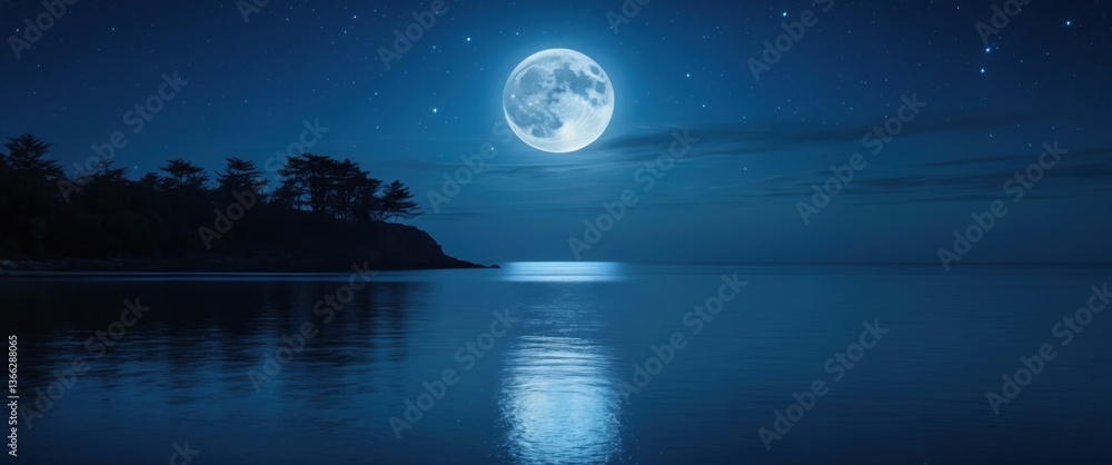 serene moonlit reflection on water surface illustration serene moonlit reflection on water surface illustration