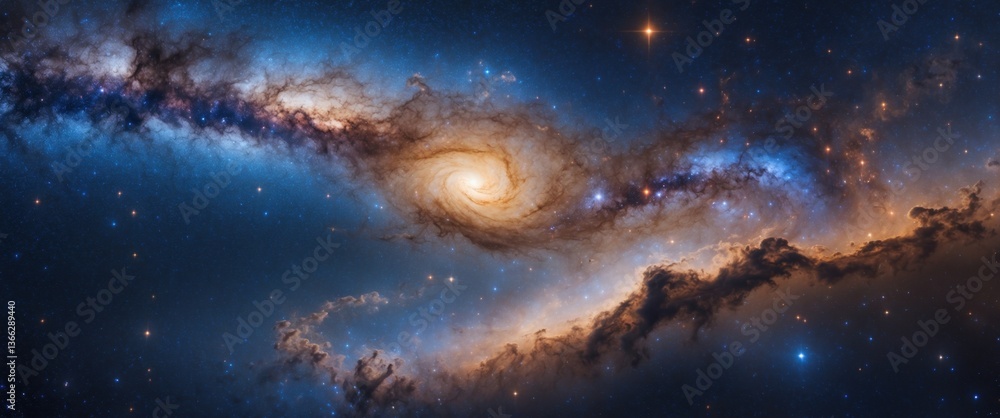 serene spiral galaxy with central star - deep space exploration serene spiral galaxy with central star - deep space exploration