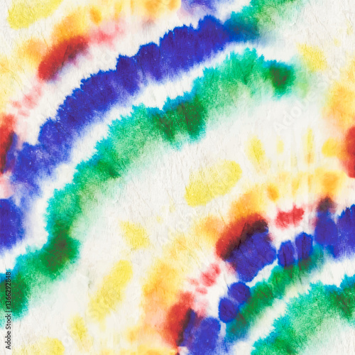 Tie Dye Vector Spot. White Watercolor Paint. Brush Splash Pattern. Stripe Fabric Batik. Seamless Spot Print. Pastel Splash Repeat. Stripy Tie Dye Background. Rainbow Tie Dye. Rainbow Stripy Paint.