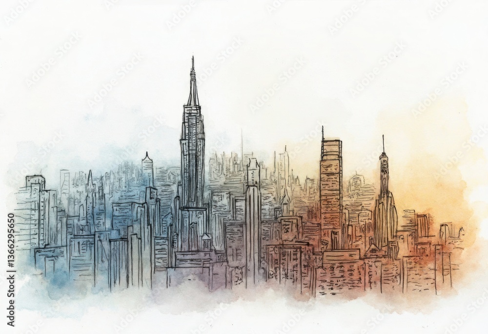 Fototapeta premium A Cityscape with Tall Towers and Buildings