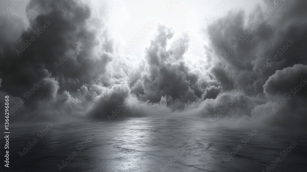 Obraz premium Dramatic Cloudscape Over a Dark, Reflective Plane