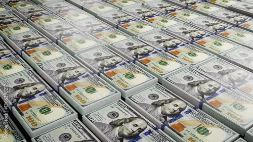 America 100 dollar Banknote on Floor with Camera Movement – Close-Up Stock Footage. us one hundred usd concept of finance and money