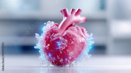 Wallpaper Mural 3D model of a heart, encased in a crystalline structure, highlighting cardiovascular health research Torontodigital.ca