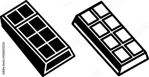 Chocolate bar vectors collection black and white, Vector of chocolate bar icons set design