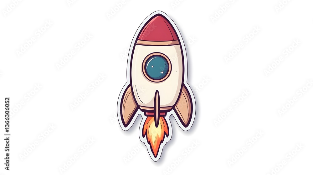 Rocket Space Cartoon Sticker Template for Creative Designs Rocket Space Cartoon Sticker Template for Creative Designs
