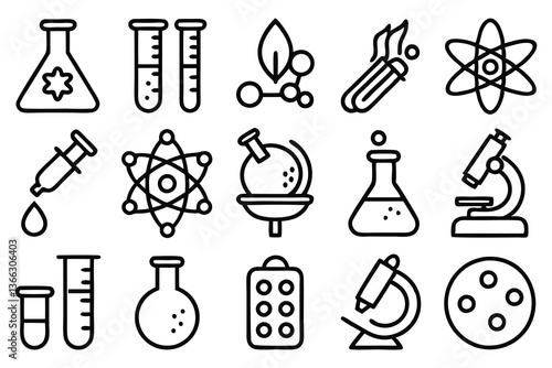 science  chemistry and laboratory editable stroke
