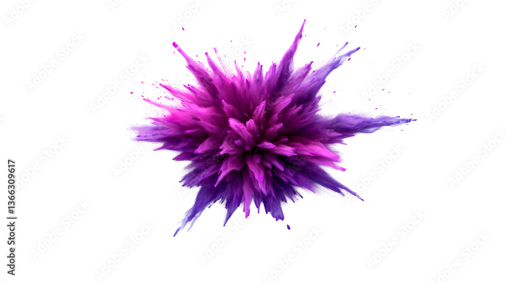 Explosion of pink and purple powder in abstract form, cut out transparent Explosion of pink and purple powder in abstract form, cut out transparent