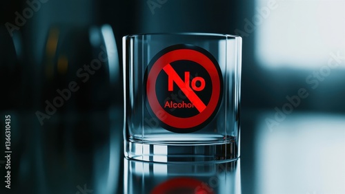 No Alcohol Sign on Glass - Promoting Sobriety and Health