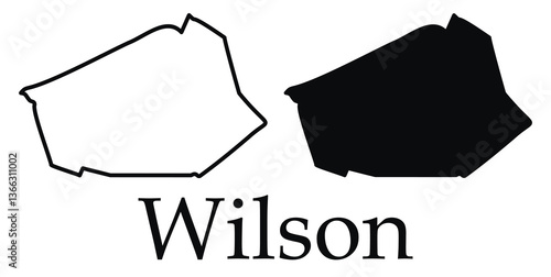 Wilson (North Carolina) city map with black border outline vector