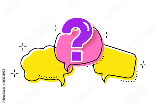Bubble question marks. And the answers to them. The concept of frequently asked questions. yellow, white, red. Online support web page. vector illustration.
