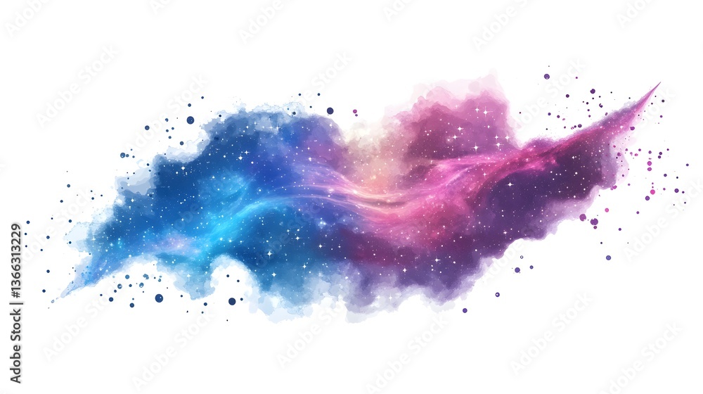 Obraz premium Vibrant Blue Purple Pink Galaxy Isolated on White Background