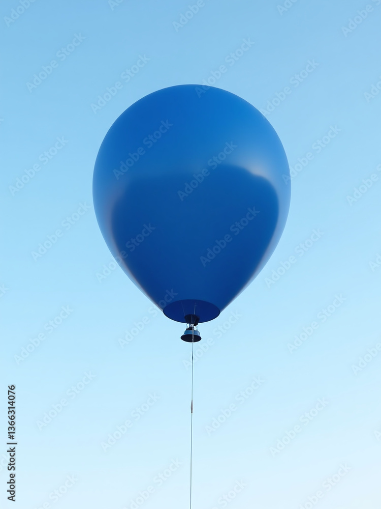 Obraz premium A Navy Blue Balloon Floats Gently In The Air, Its Vibrant Color Standing Out Against A Clear Sky Background.