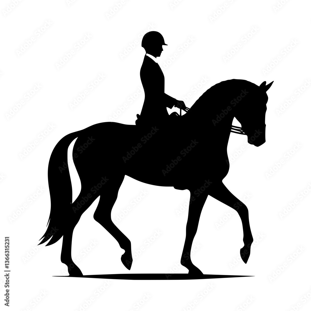 Silhouette of a horse and rider in motion Silhouette of a horse and rider in motion