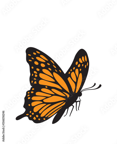 Monarch Butterfly in Flight vector 