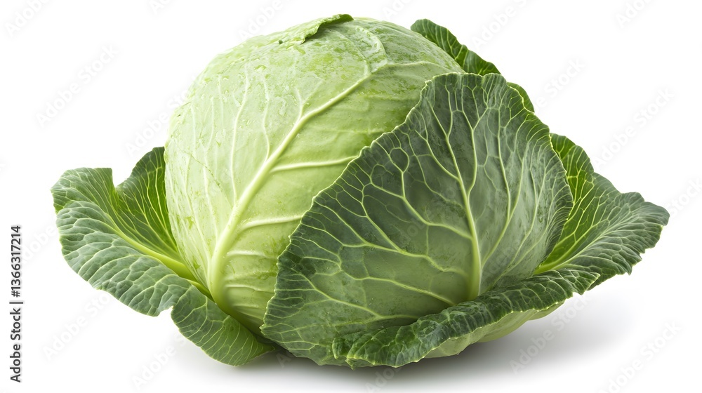 Fresh Cabbage Isolated on White Background with Full Depth of Field Fresh Cabbage Isolated on White Background with Full Depth of Field